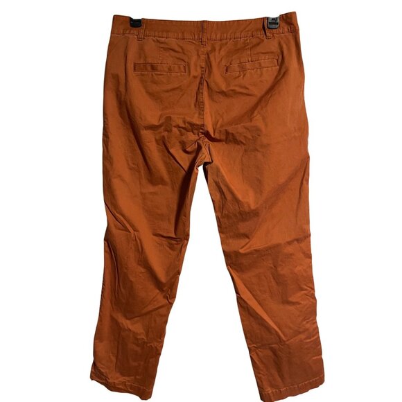 Gap Girlfriend Khaki Pants Women 14 Tall Rust Orange Cotton Blend Straight Leg - Picture 2 of 8